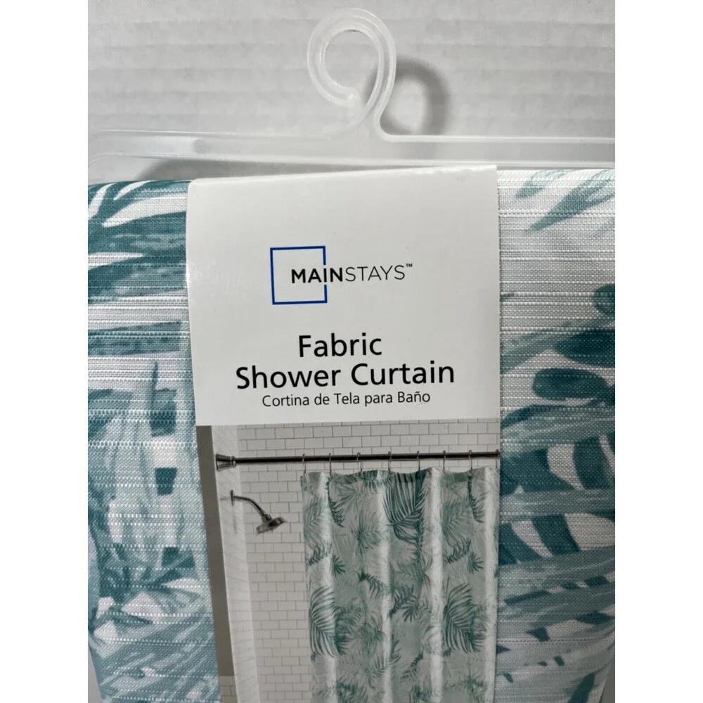 Mainstays Fabric Shower Curtain 72x72 In Palm Prints All Polyester